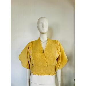 Astr Cottagecore Gold Blouse